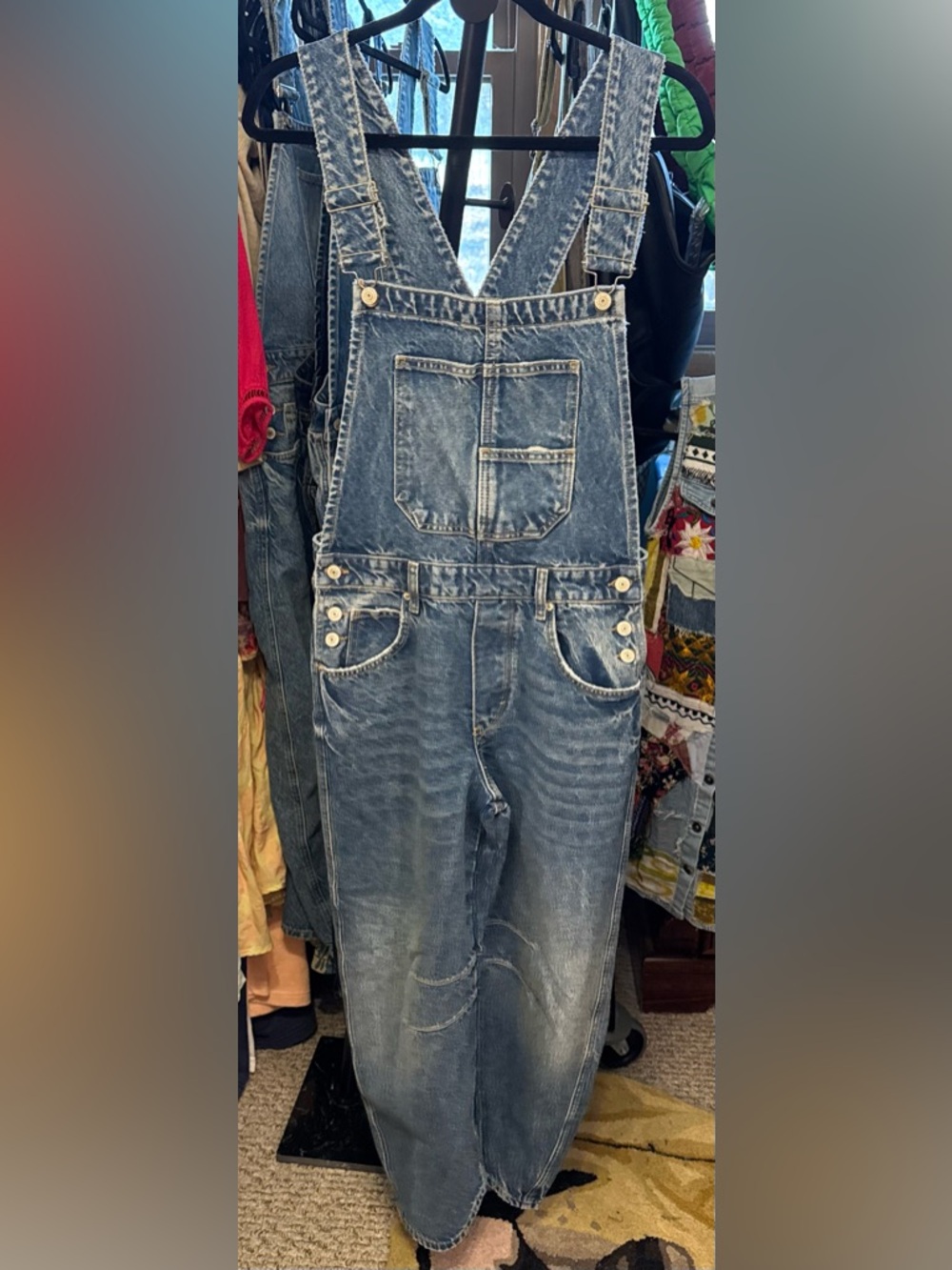 NWOT Free People We The Free Good Luck Barrel Overalls Ultra Light Beam - SMALL - Picture 8 of 11